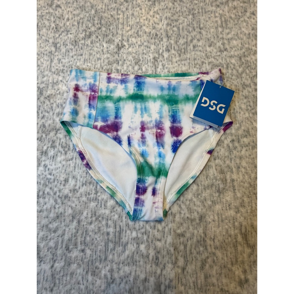 DSG Girls High Waisted Bikini Bottom Tide‎ Dye Multi Size M NWT